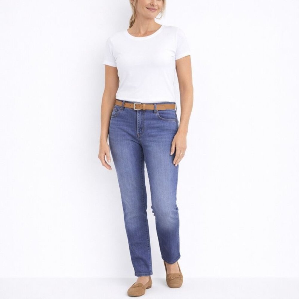 Chicos Platinum Denim Womens Jean Stretch Straight Leg Purple Size 0 | S | 4 Reg